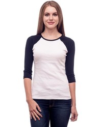 Cletine Baby Rib 34 Sleeve Contrast Raglan T Shirt