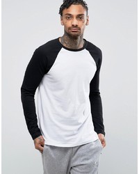 ASOS DESIGN Long Sleeve T Shirt With Contrast Raglan Sleeves Black