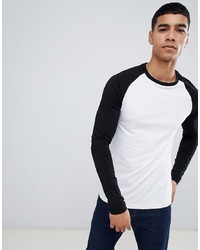 ASOS DESIGN Muscle Fit Long Sleeve T Shirt With Contrast Raglan Sleeves