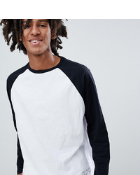 Pull&Bear Raglan Long Sleeve Top In White With Logo