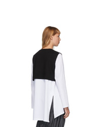 Enfold White And Black Knit Layered Long Sleeve T Shirt