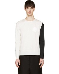 Moncler Gamme Rouge White Black Contrast Sleeve T Shirt