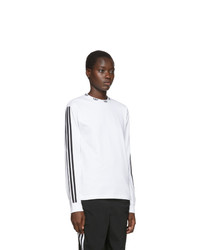 adidas Originals White Trefoil Ribbed Long Sleeve T Shirt