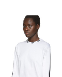 adidas Originals White Trefoil Ribbed Long Sleeve T Shirt