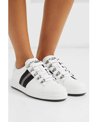 Balmain Esther Zip Embellished Leather Sneakers
