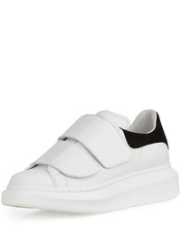 Alexander McQueen Leather Grip Strap Low Top Sneaker Whiteblack