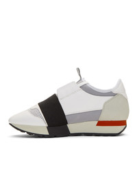 Balenciaga White And Red Race Sneakers