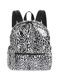 Saint Laurent Leopard Print Logo Nylon Backpack In White Black At Nordstrom