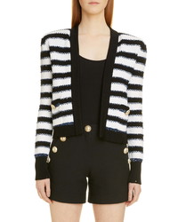 Balmain Stripe Crop Cardigan Jacket