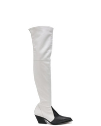 White and Black Over The Knee Boots