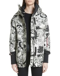 Moncler Neves Tattoo Print Hooded Down Coat