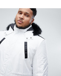 ASOS DESIGN Plus Parka Jacket With Faux In White
