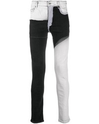 White and Black Patchwork Skinny Jeans