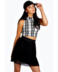Boohoo Robyn Checked Turtle Neck Crop Top