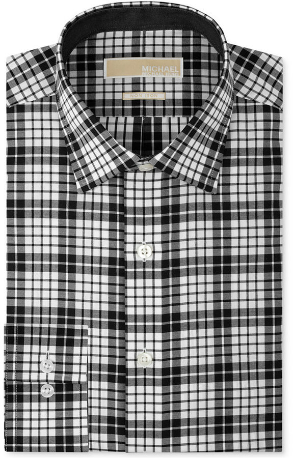 MICHAEL Michael Kors Michl Michl Kors Black And White Check Dress Shirt,  $75 | Macy's | Lookastic