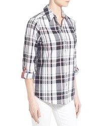 Foxcroft Plaid Roll Sleeve Shirt