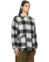 South2 West8 Black White Flannel Check Jacket