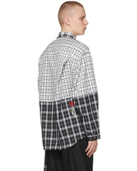 C2h4 Black White My Own Private Planet Check Paneled Loose Shirt