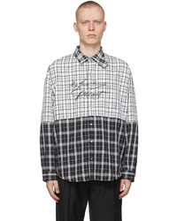 C2h4 Black White My Own Private Planet Check Paneled Loose Shirt