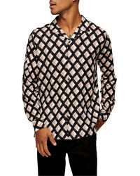Topman Slim Fit Geo Print Button Up Camp Shirt