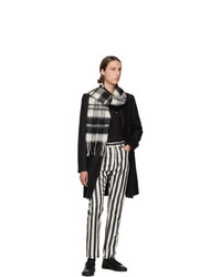 Saint Laurent White And Black Plaid Small Scarf