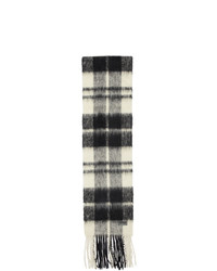 Saint Laurent White And Black Plaid Small Scarf