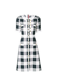 White and Black Plaid Sheath Dress