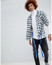 D-Antidote Oversized Check Shirt With Taping