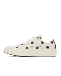 Comme Des Garcons Play White Converse Edition Polka Dot Heart Chuck 70 Low Sneakers