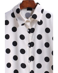 Polka Dot Lapel Long Sleeve With Buttons Blouse