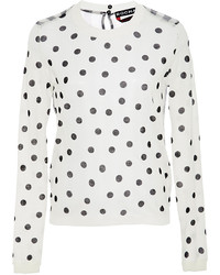 Rochas Cotton Polka Dot Sweater With Checkered Back