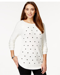 Style&co. Style Co Petite Polka Dot Mixed Knit Tunic Sweater Only At Macys