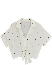 Choies White Polka Dot Crop Shirt