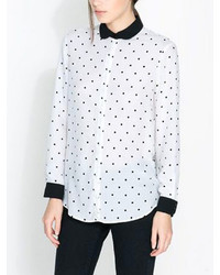 Choies Polka Dot Shirt With Black Collar