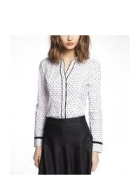 Express Long Sleeve Clip Dot Essential Shirt White Small