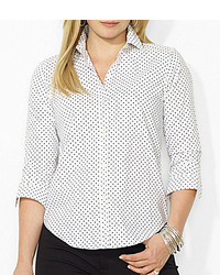 Lauren Ralph Lauren Plus Polka Dot Dress Shirt