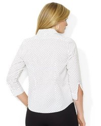 Lauren Ralph Lauren Plus Three Quarter Sleeved Polka Dot Dress Shirt