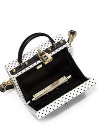 Dolce & Gabbana Polka Dot Floral Textured Leather Shoulder Bag