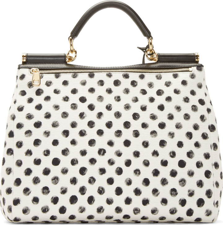 Dolce And Gabbana Miss Sicily Bag in White Polka Dots