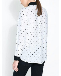 Choies Polka Dot Shirt With Black Collar