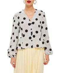 Topshop Spotted Peplum Blouse