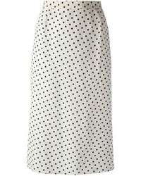 White and Black Polka Dot Pencil Skirt
