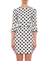 Dolce & Gabbana Polka Dot Fluted Sleeve Mini Dress