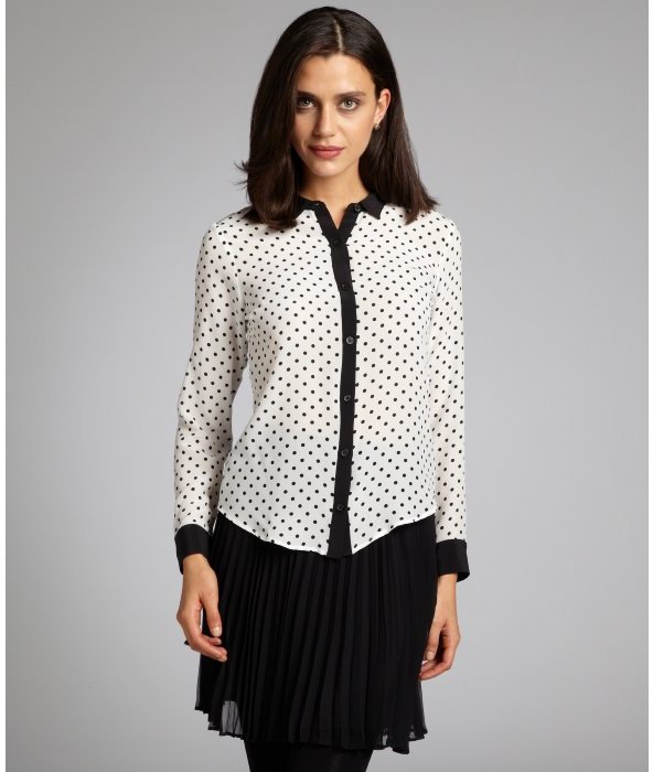 polka dot long sleeve blouse