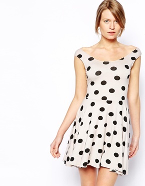 white polka dot skater dress