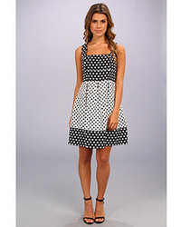 Ivy & Blu Maggy Boutique Sleeveless Square Neck Contrast Polka Dot Fit Flare