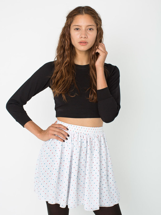 American Apparel Polka Dot Chiffon Double Layered Shirred Waist