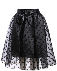 Polka Dot Sheer Mesh Black Skirt