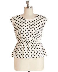 Peach Love Cream Working For The Weekdays Top In White Dots Plus Size