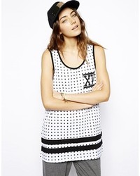 Asos Collection Tank In Polka Dot With Chest Motif